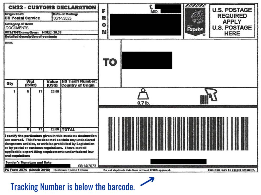 USPS Customs Form